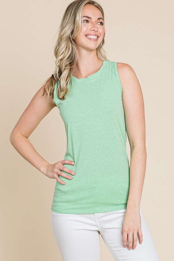 Twist Neck Band Halter Tank Top - Mint - Amyliz Collections