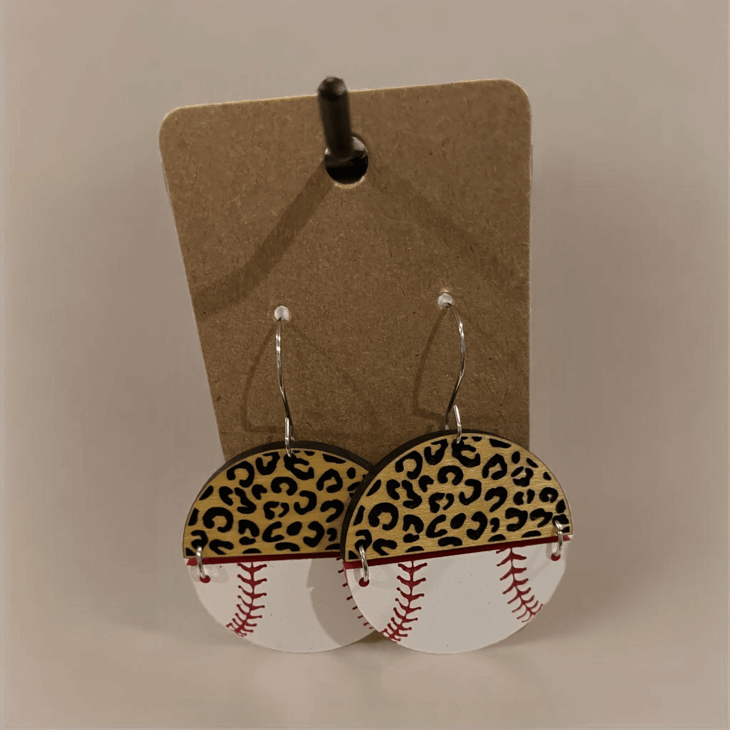 Baseball Split Dangle Earrings - Maple Wood - Amyliz Collections