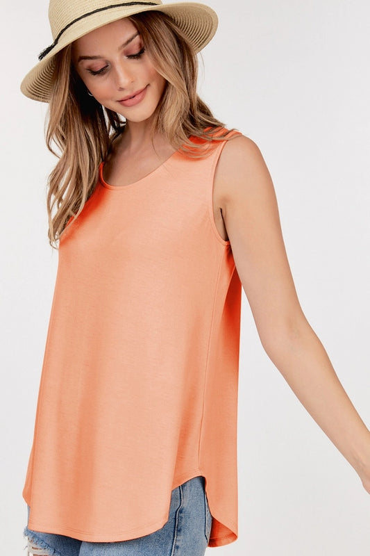 Basic Round Hem Tank Top: Peach