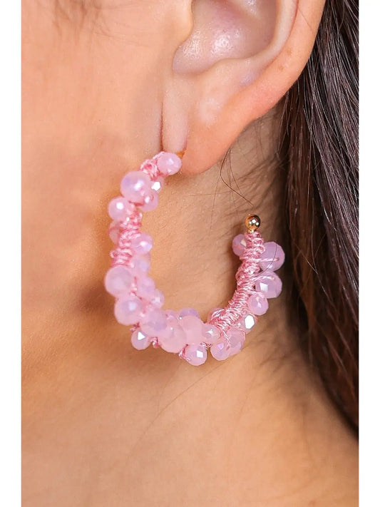 Bloom Pink Hoop Earrings - Amyliz Collections