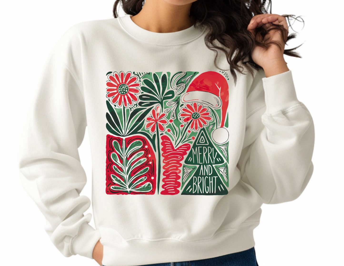 Boho Flowers Christmas Crewneck