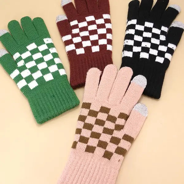 Checker Winter Gloves