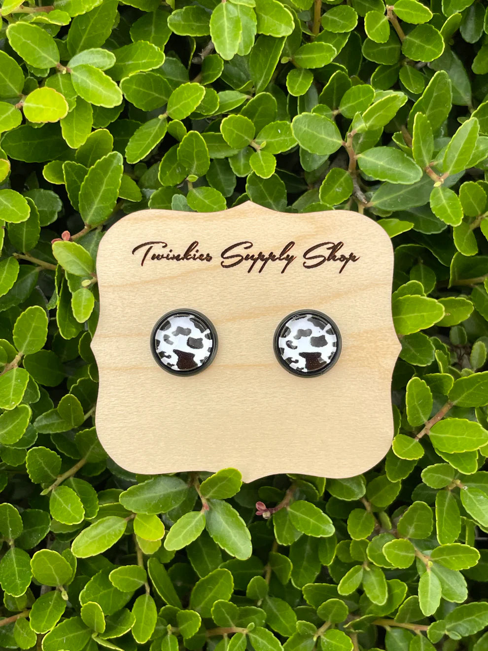 Cow print earrings - small