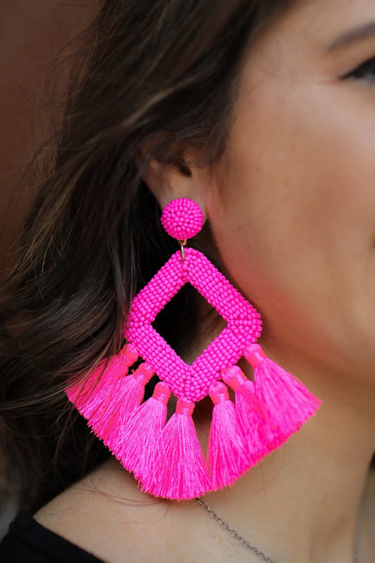 Ellie Earrings - Hot Pink