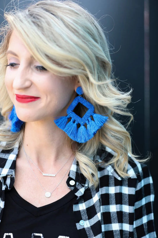 Ellie Fringe Earrings - Royal Blue