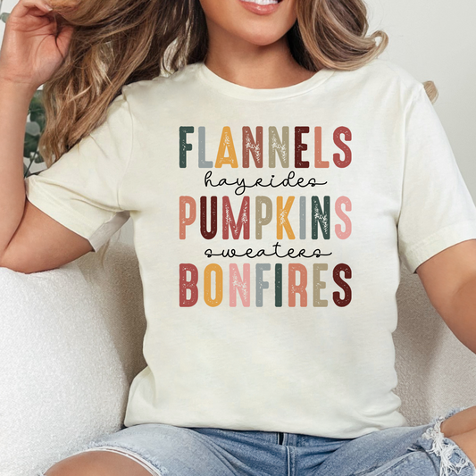 Flannels Bonfires Pumpkins Tee