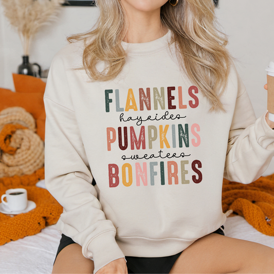 Flannels Pumpkins Bonfires Crewneck