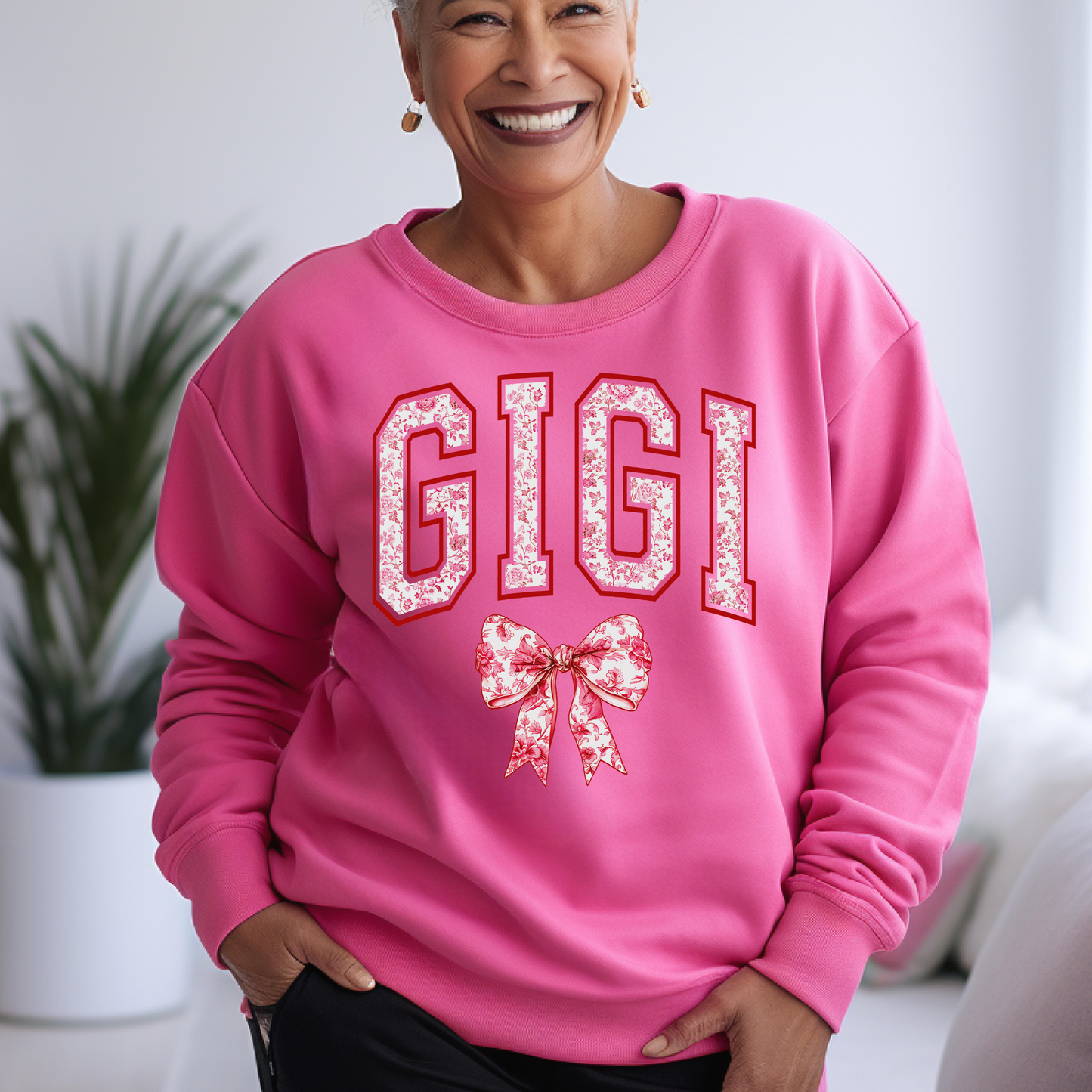 Pink Floral Names Crewneck