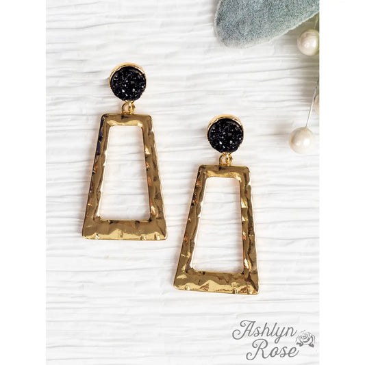 Gold Rectangular Hoops