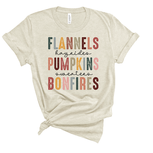 Flannels Pumpkins Bonfires BC Tee