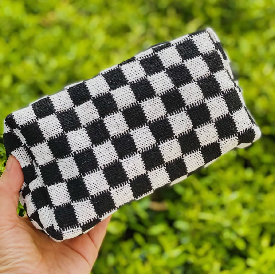 Checkered Cosmetic Bag