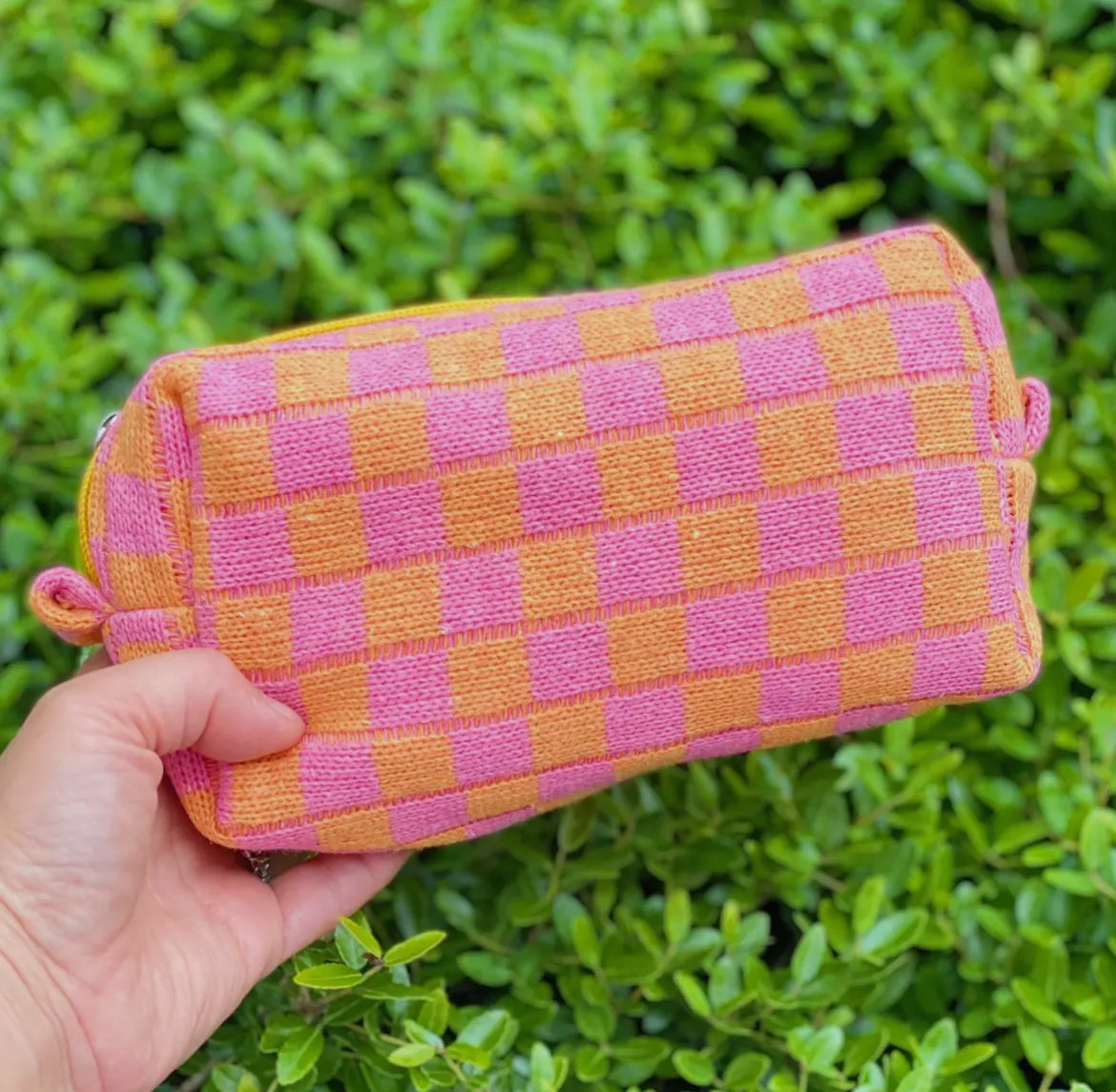 Checkered Cosmetic Bag