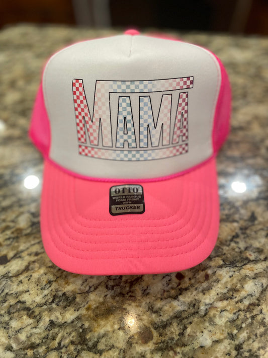 Trucker Hat - Pink Checkered Mama