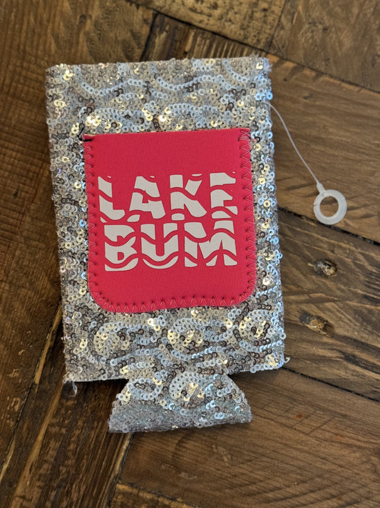 Lake Bum Sequin Slim Can Cooler