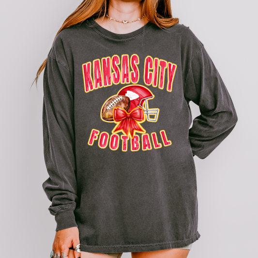 KC Football Coquette Long Sleeve Tee