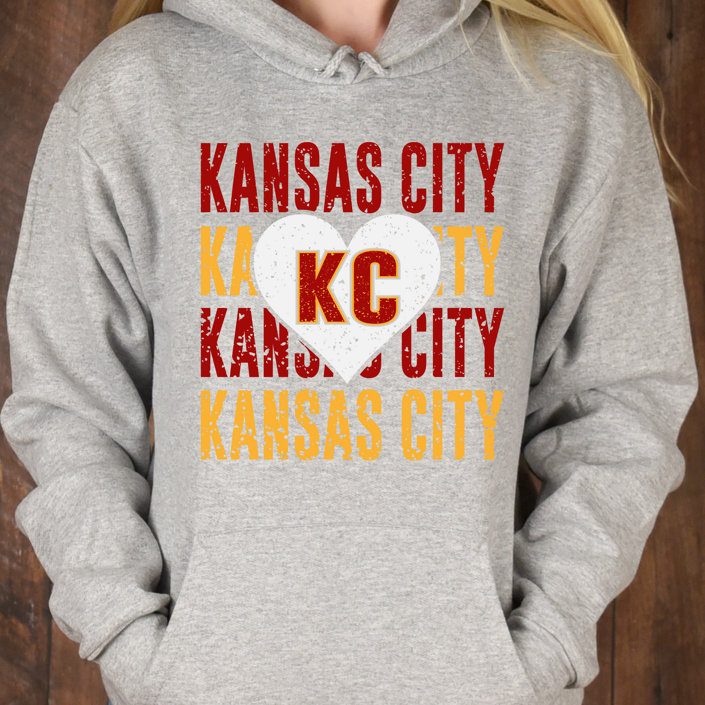 Kansas City Heart Gray Hooded Sweatshirt