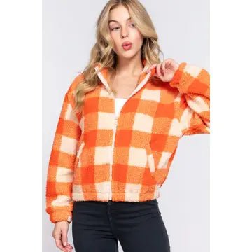 Pumpkin Pop Faux Fur Jacket - Amyliz Collections