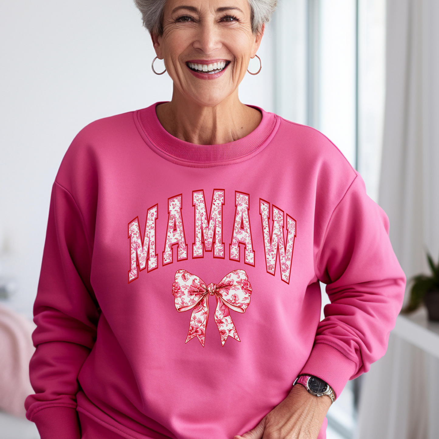 Pink Floral Names Crewneck