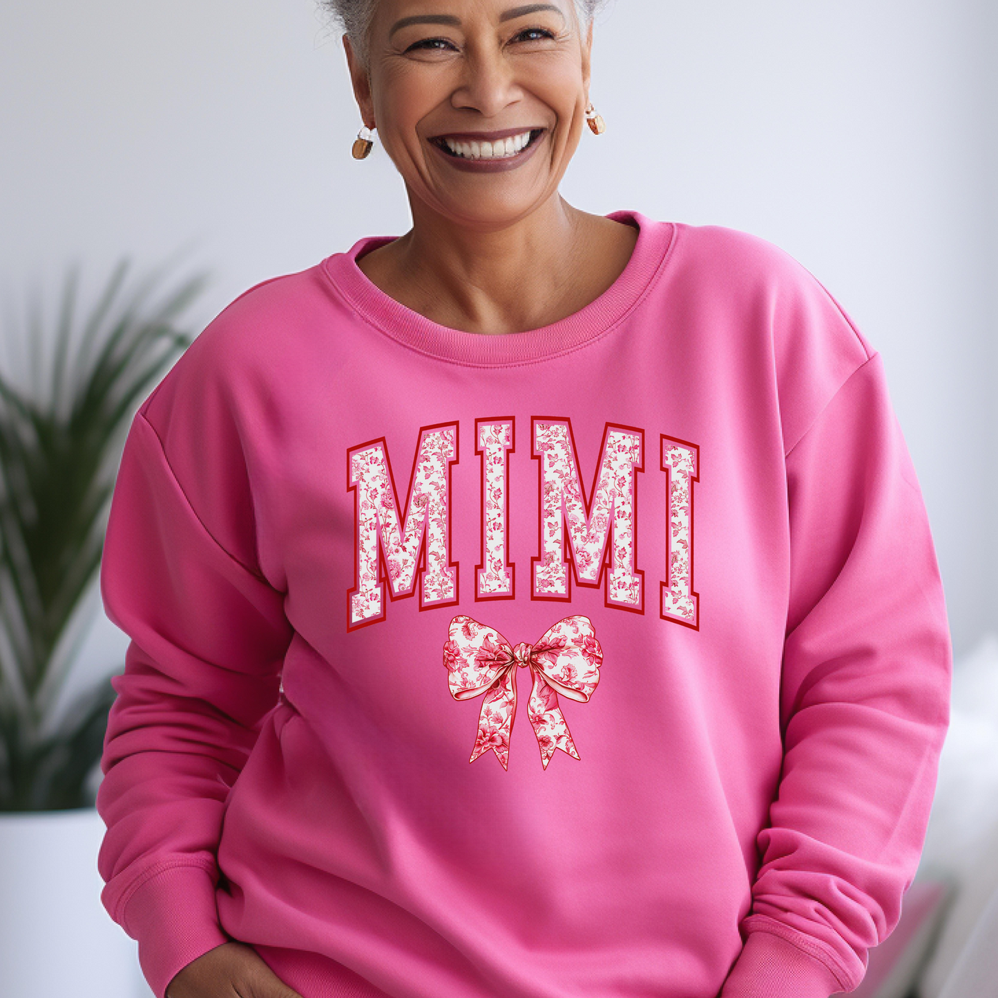 Pink Floral Names Crewneck