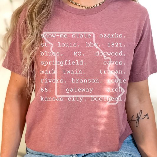 Missouri Words Mauve Tee