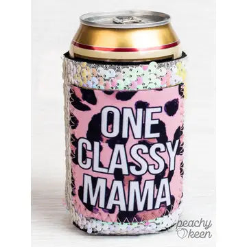 One Classy Mama Sequin Shifting Can Cooler