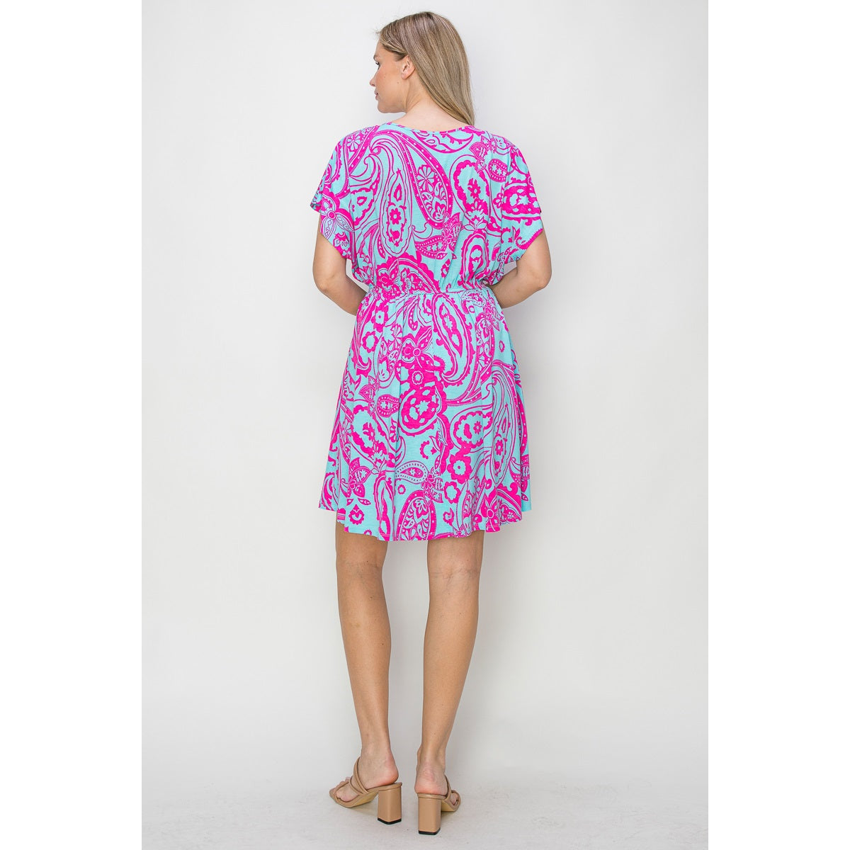 Paisley Print V-Neck Jersey Dress