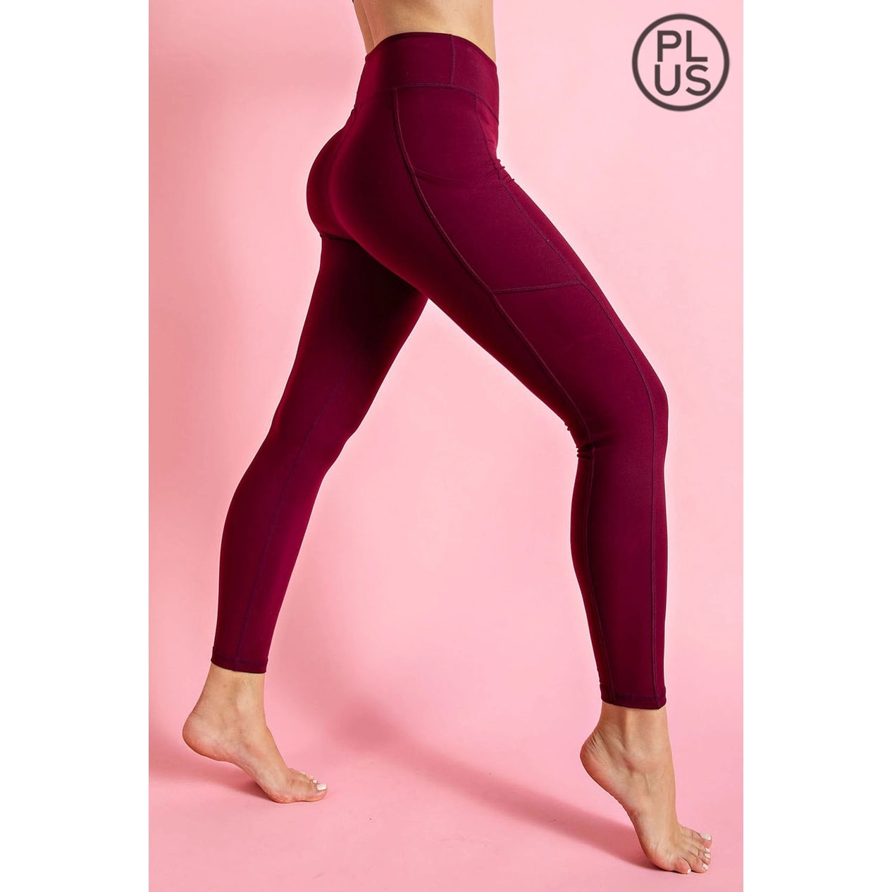 Plus Butter Basic Legging with Pockets: Burgundy