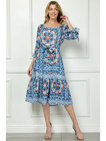 Printed Peasant Dress