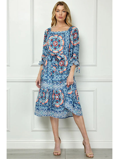 Printed Peasant Dress