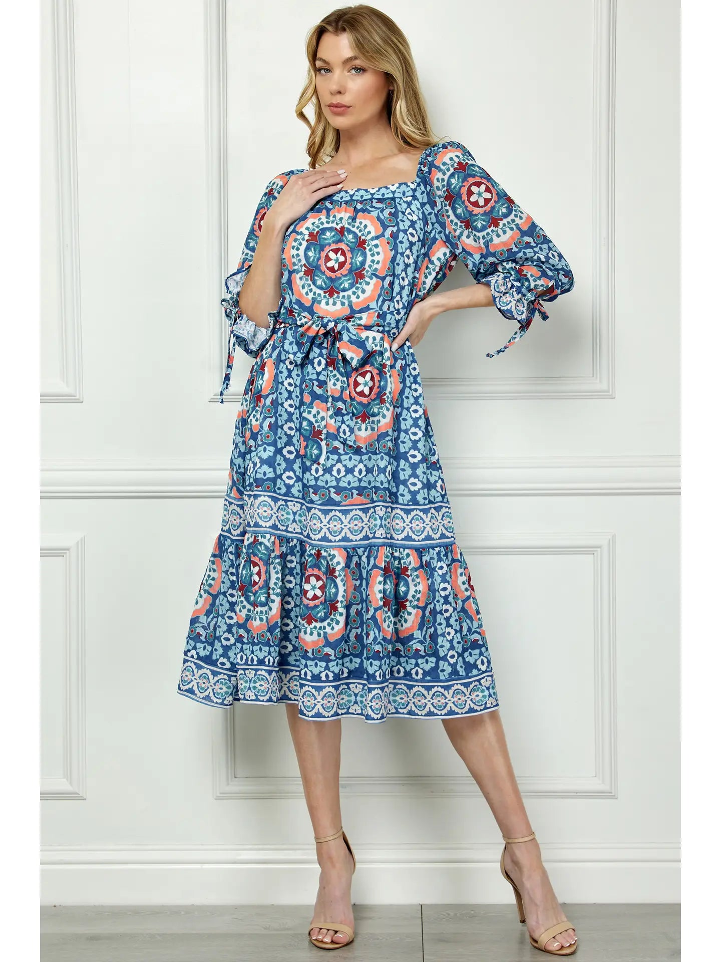 Printed Peasant Dress