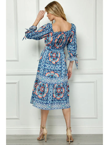 Printed Peasant Dress