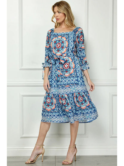 Printed Peasant Dress