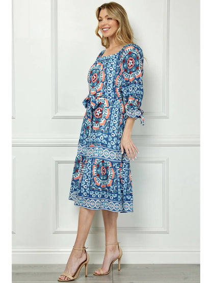 Printed Peasant Dress