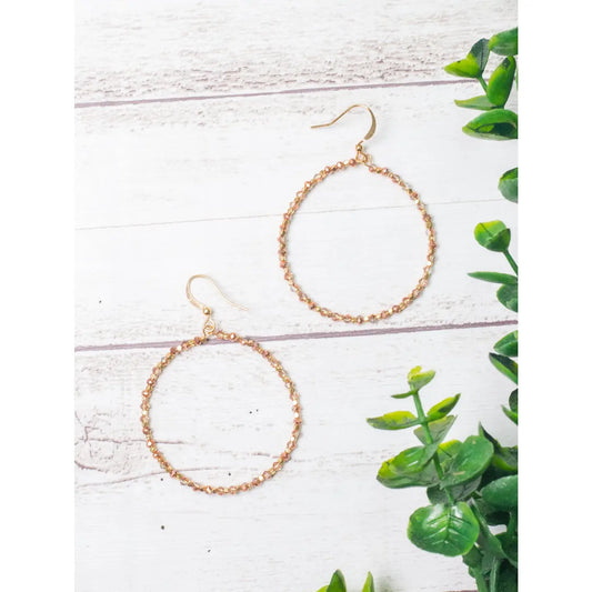 Rose Gold Beaded Hoops