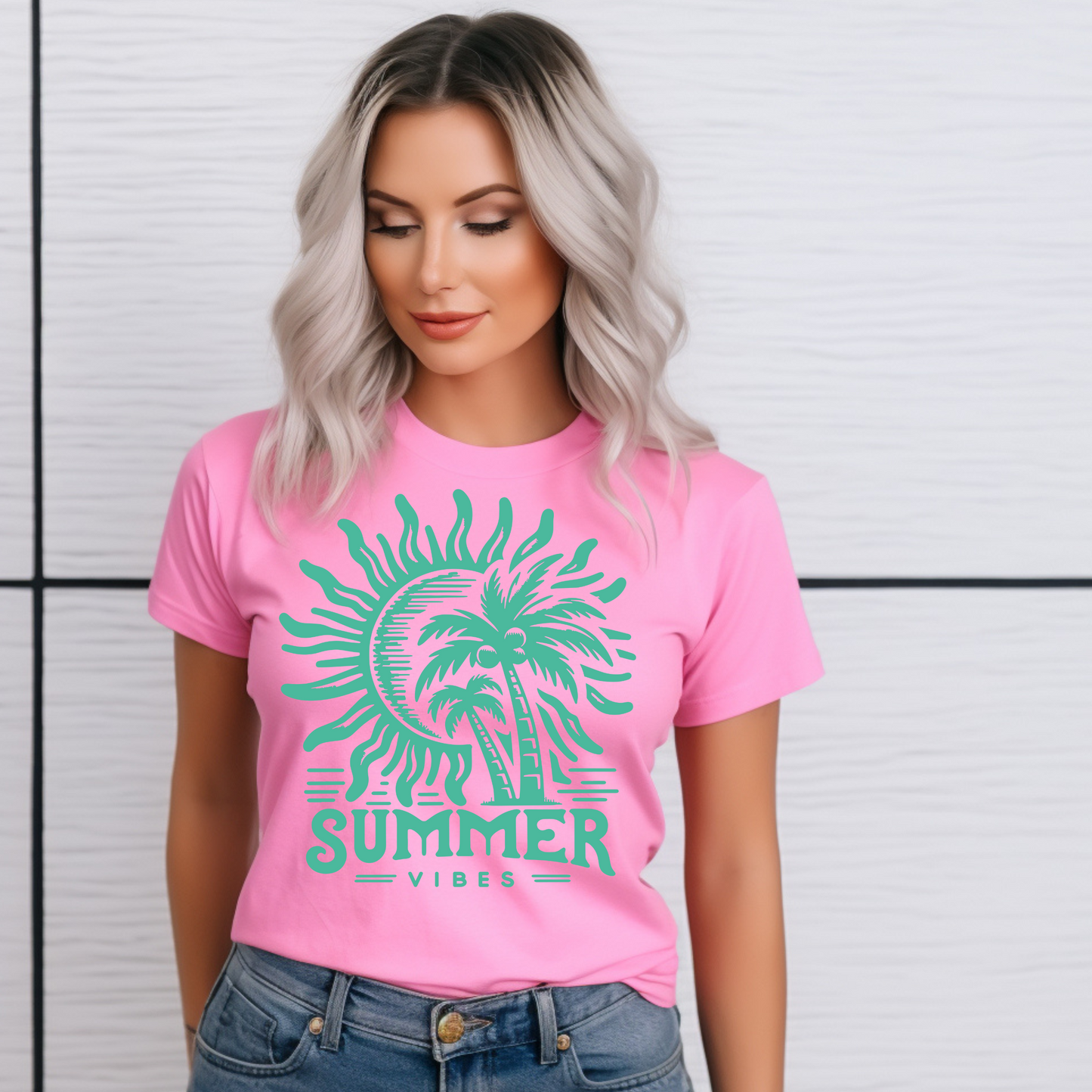 Summer Vibes Pink Tee