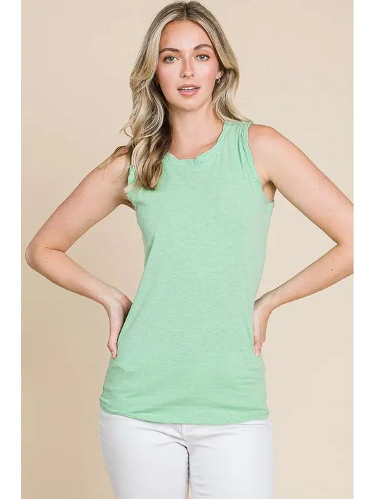 Twist Neck Band Halter Tank Top - Mint