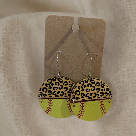 Softball Split Dangle Earrings