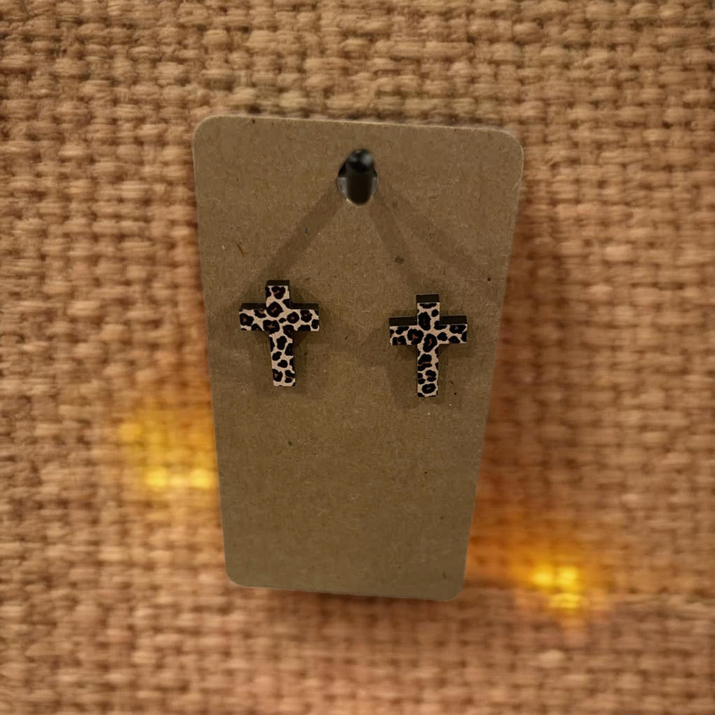 Leopard Cross Acrylic Earrings