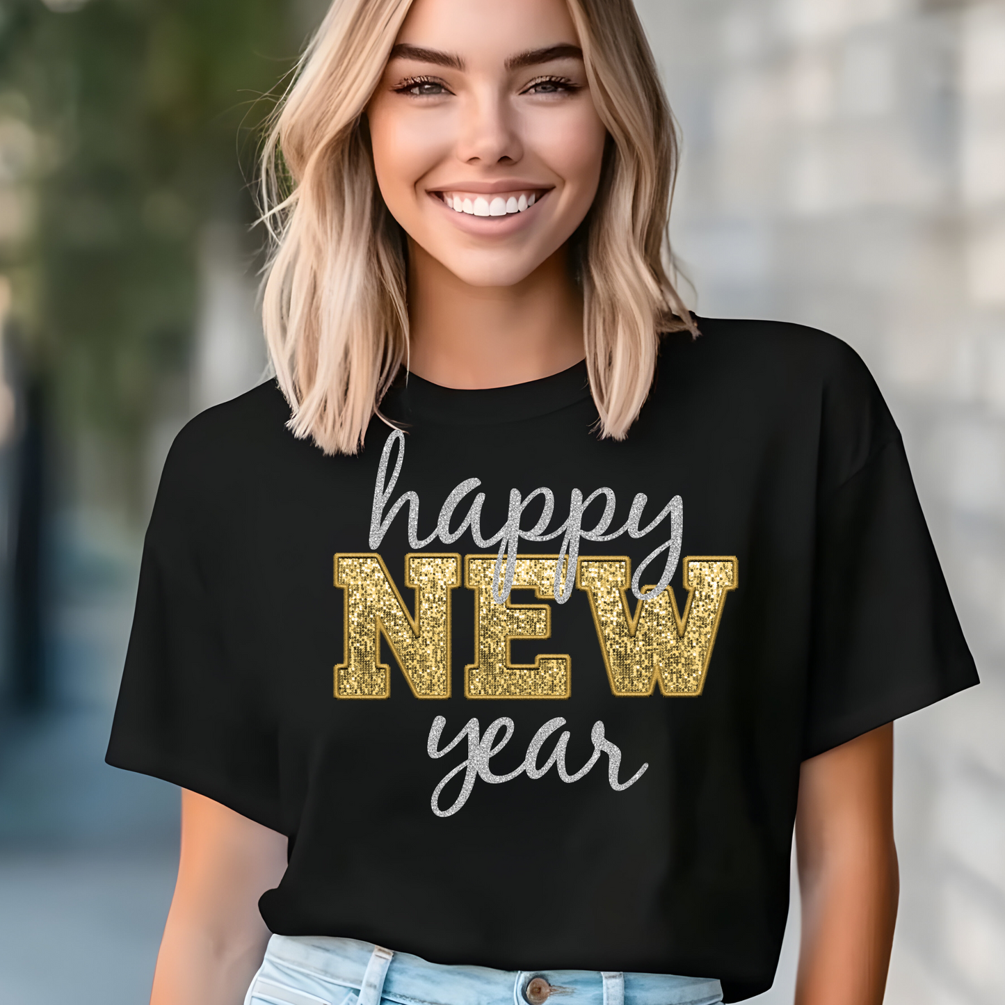 Happy New Year Black Tee